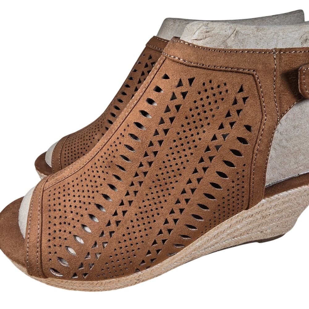 NEW Liz Claiborne LC Hanalei Cognac Womens Brown Wedge Heel Suede  Sz 10 - Picture 4 of 9